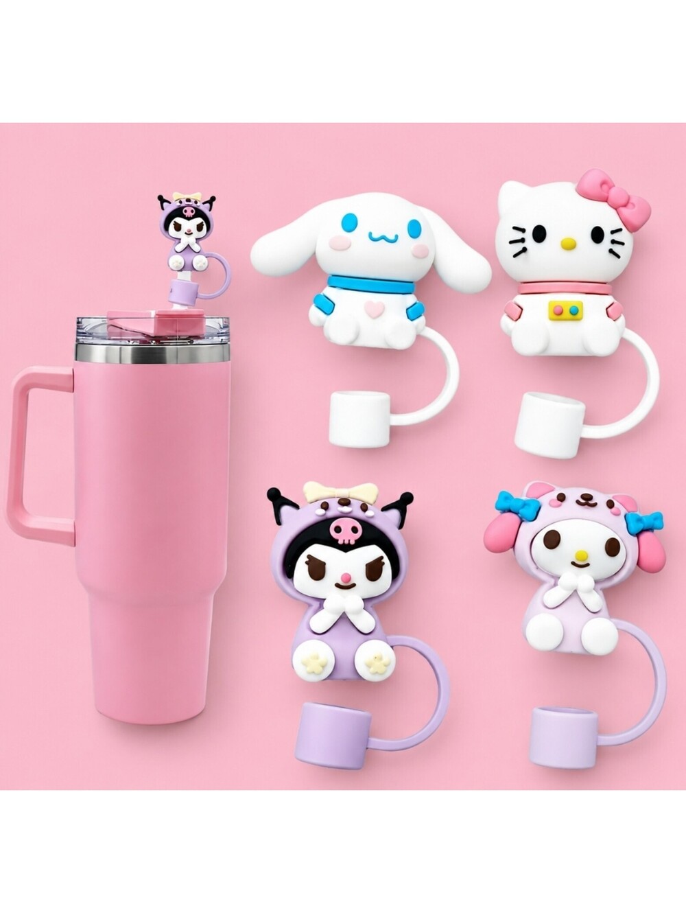 Sanrio Hello Kitty Kawaii Cinnamaroll Stanley Tumbler Cup Straw Topper
